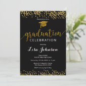 Invitation Élégant noir et or Sparkle Parties scintillant Gra (Debout devant)