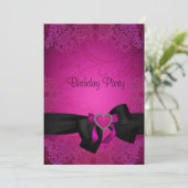 Invitation Elégant noir et rose Fabuleux 40e anniversaire (Debout devant)