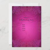 Invitation Elégant noir et rose Fabuleux 40e anniversaire (Dos)