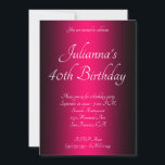 Invitation Elégant noir et rose vif Ombre 40e anniversaire<br><div class="desc">Assez élégant noir et brillant rose chaud ombre sur une invitation personnalisable anniversaire. Invitation la divas à son fabuleux et 40 anniversaire! Couleur arrière - plan personnalisable à l'ombre. Sur le dos, vous pouvez changer la couleur de l'arrière - plan en noir. Invitations de fête d'anniversaire personnalisables en noir et...</div>