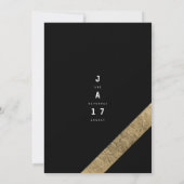 Invitation Elégant noir faux or moderne rayures mariage (Dos)