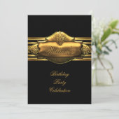 Invitation Élégant Noir Gold Anniversaire Hommes 60e (Debout devant)