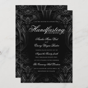 Invitation Élégant noir gothique Damas Moody