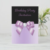 Invitation Elégant noir & Lilac Diamond Bow Anniversaire (Debout devant)