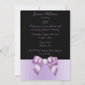 Invitation Elégant noir & Lilac Diamond Bow Anniversaire (Dos)