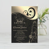 Invitation Élégant Noir, Mariée d'or, Fête des mariées (Debout devant)