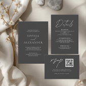 Invitation Élégant noir minimaliste Mariage moderne