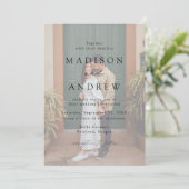 Invitation Élégant noir moderne Script 2 Mariage photo (Debout devant)