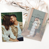 Invitation Élégant noir moderne Script 2 Mariage photo