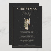 Invitation Élégant Noir Noir Noël Ange Fête de Noël (Devant / Derrière)