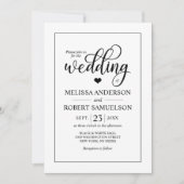 Invitation Élégant noir noir noir Mariage de script PHOTO (Devant)