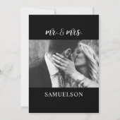Invitation Élégant noir noir noir Mariage de script PHOTO (Dos)