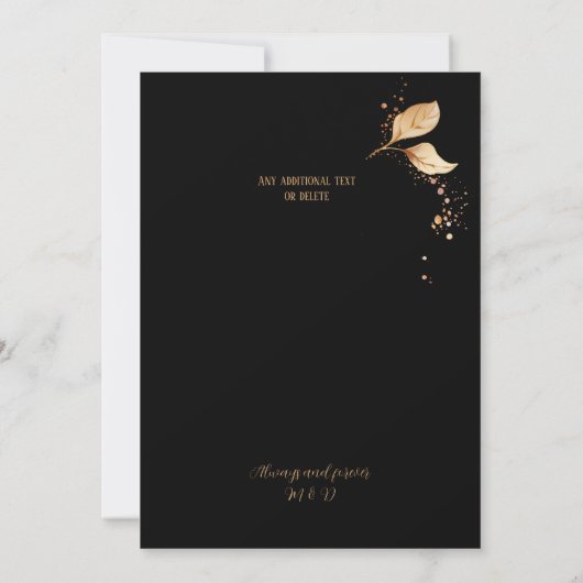 Invitation Elégant noir or bordeaux Mariage double face (Dos)