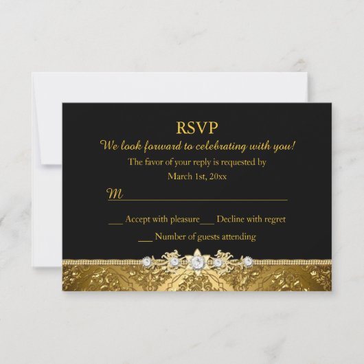 Invitation Elegant noir & or Damask RSVP (Devant)