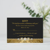 Invitation Elegant noir & or Damask RSVP (Debout devant)
