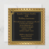 Invitation Élégant Noir Or Élite 50e Anniversaire de Luxe (Dos)