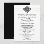 Invitation Élégant noir orné de la répétition dîner Invitatio (Devant / Derrière)