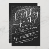 Invitation Elégant noir Parties scintillant brillant Ombre An (Devant / Derrière)