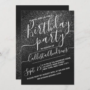 Invitation Elégant noir Parties scintillant brillant Ombre An