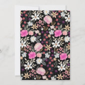 Invitation Elégant noir rose Fleurs sauvages Boho Floral Pain (Dos)