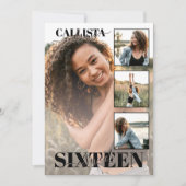 Invitation Élégant noir rose moderne quatre photos doux 16 (Devant)