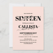 Invitation Élégant noir rose moderne quatre photos doux 16 (Dos)