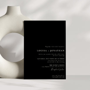 Invitation Élégant noir script formel minimaliste Mariage