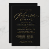 Invitation Élégant Noir Script Mariage de répétition Dîner (Devant / Derrière)