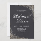 Invitation Élégant Noir Script Mariage de répétition Dîner (Devant)