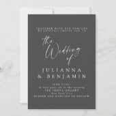 Invitation Élégant noir Script photo Mariage classique (Devant)