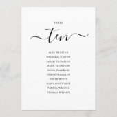 Invitation Élégant Noir Script Tableau Numéro 10 Seating Char (Dos)