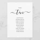 Invitation Élégant Noir Script Tableau Numéro 10 Seating Char (Devant)