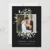 Invitation Élégant noir vert Feuilles de la répétition Dîner  (Dos)