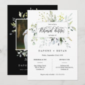 Invitation Élégant noir vert Feuilles de la répétition Dîner  (Devant / Derrière)