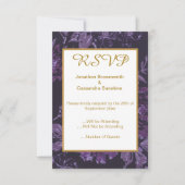 INVITATION ÉLÉGANT NOIR VIOLET RSVP FLORAL VINTAGE (Devant)