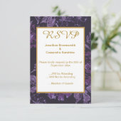 INVITATION ÉLÉGANT NOIR VIOLET RSVP FLORAL VINTAGE (Debout devant)