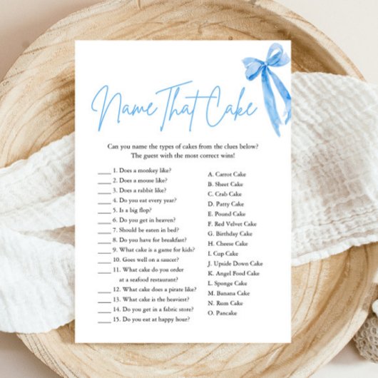 Invitation Élégant Nom Bleu Bow qui gâteau Fête des mariées J