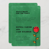 Invitation Élégant Nom des deux parents | Mariage floral vert (Devant / Derrière)