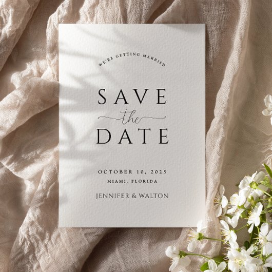 Invitation Elégant nom personnalisé mariage blanc enregistrer