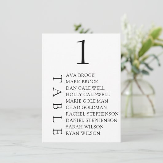 Invitation Élégant nombre minimal de tables de texte Numéro d (Debout devant)