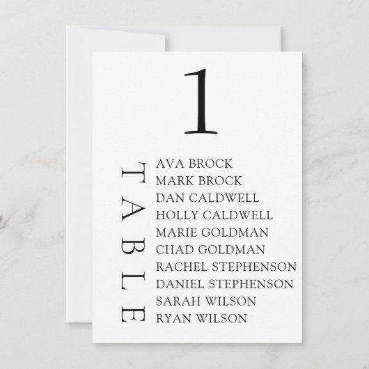 Invitation Élégant nombre minimal de tables de texte Numéro d (Dos)