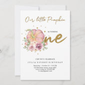 Invitation Élégant Notre Petit Citrouille Premier Anniversair (Devant)