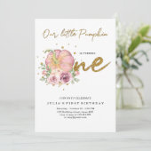 Invitation Élégant Notre Petit Citrouille Premier Anniversair (Debout devant)