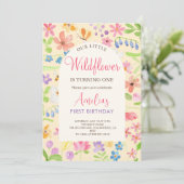 Invitation Élégant Notre Petite Fille Fleur sauvage Premier A (Debout devant)