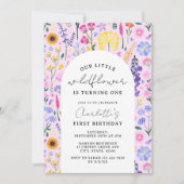 Invitation Élégant Notre Petite Fille Fleur sauvage Premier A (Devant)