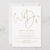 Invitation Élégant Nous faisons Gold Script QR Code Mariage (Devant)