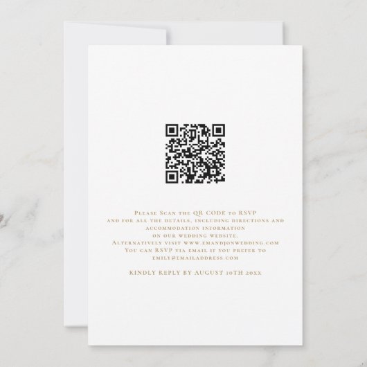 Invitation Élégant Nous faisons Gold Script QR Code Mariage (Dos)