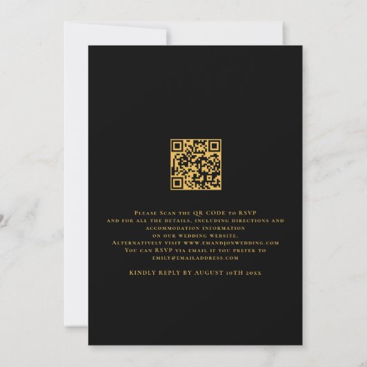 Invitation Elégant Nous faisons Golden Script QR Code Mariage (Dos)