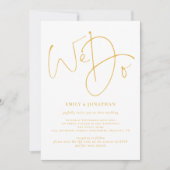 Invitation Élégant Nous faisons Golden Script QR Code Mariage (Devant)