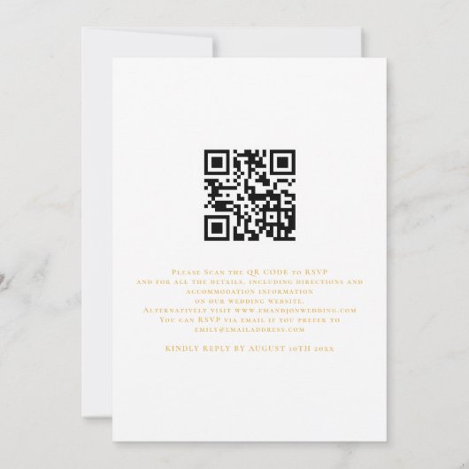 Invitation Élégant Nous faisons Golden Script QR Code Mariage (Dos)